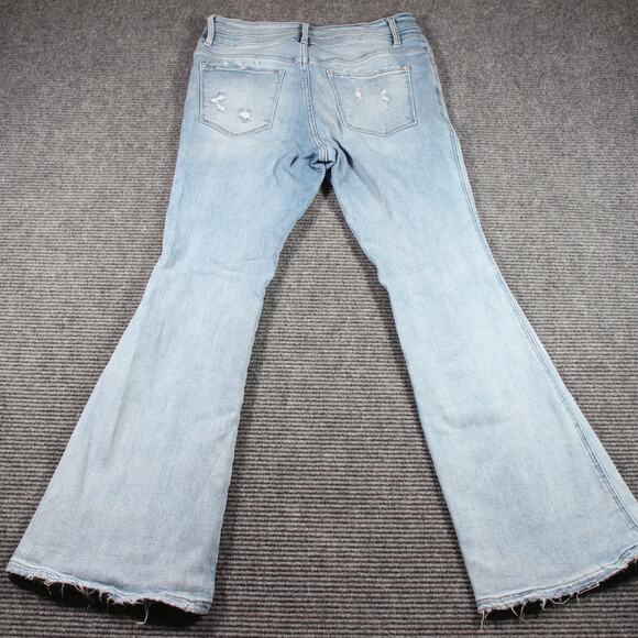 Flying Monkey Jeans Womens 31 Light Wash High Rise Flare Distressed - Picture 7 of 9